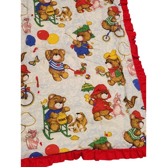 Vintage Cranston Fabric Honey Bear Teddy Bear Baby Blanket - Picture 4 of 7